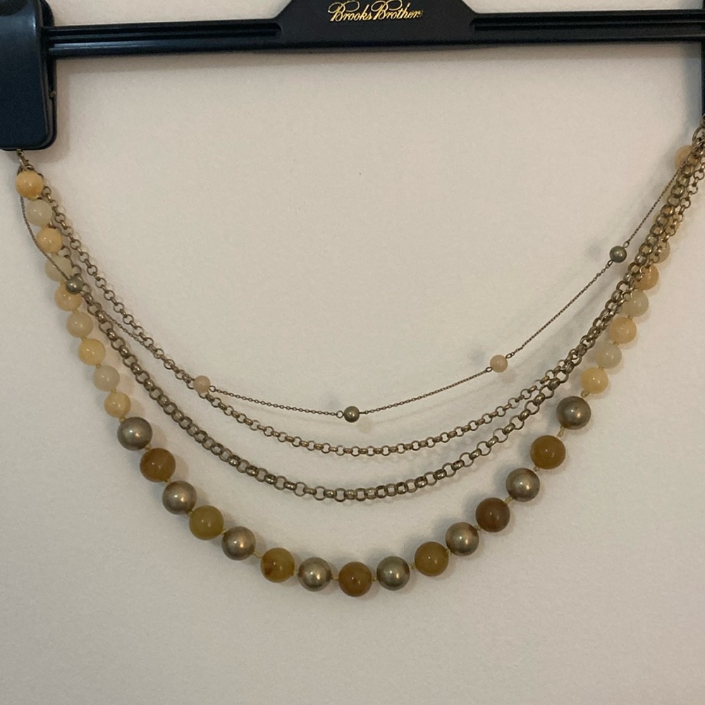 Talbots Gold tone bead and chain necklace.